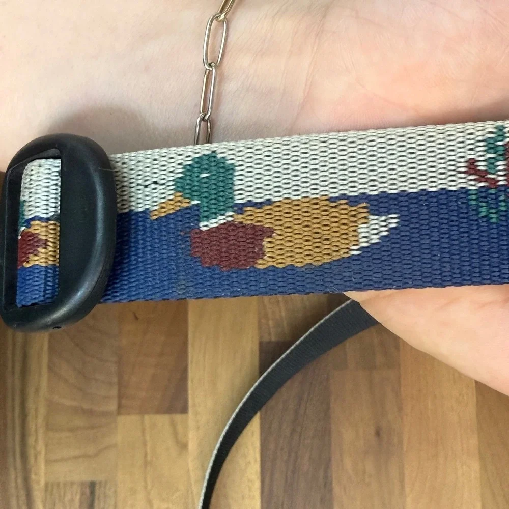 Bison Designs Mallard Duck Woven Web Belt Blue National Molding Buckle 48 Inch